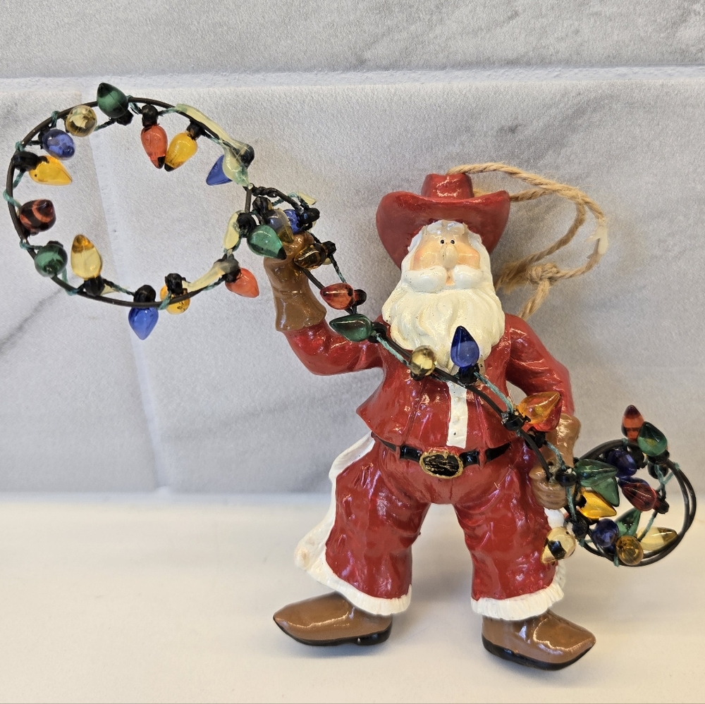 Cowboy Santa Claus Lasso Ranch‎ Hand Figure Christmas Tree Ornament